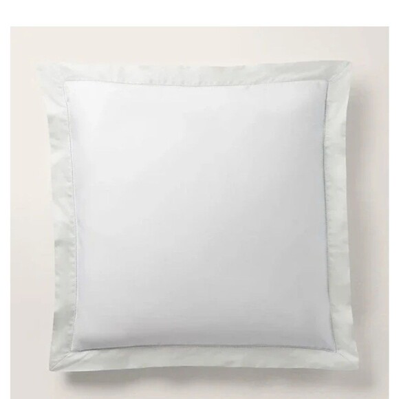 Ralph Lauren Organic Sateen Border Parchment White Euro Sham Cover New - Picture 1 of 6
